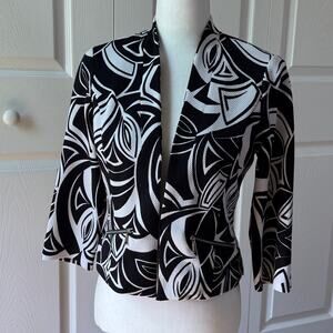 roz & ALI blazer black & white abstract print long sleeve size S